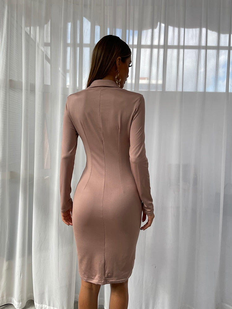 Amazon.com: Womens Formal Dress Sexy Lapel Button Wrap Work Office Bodycon  Solid Trendy Long Sleeve Slim Fit Formal Dress Gray : Clothing, Shoes &  Jewelry